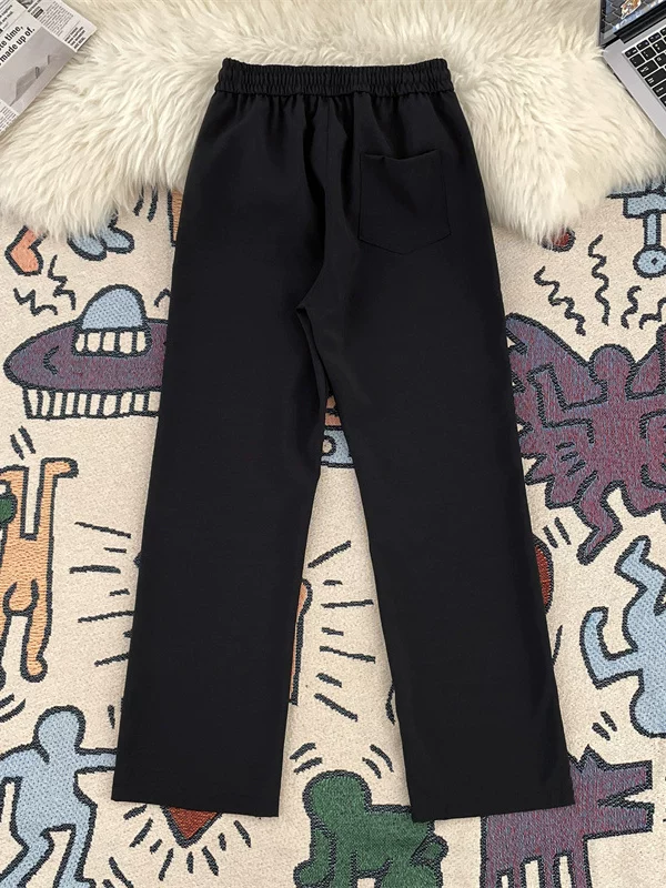 Quần dài mùa hè chất liệu lụa đá mát mẻ, phong cách thường ngày dành cho nam, quần thể thao màu trơn mỏng thời trang, quần ống đứng chất liệu dày dặn, kiểu dáng thời thượng.