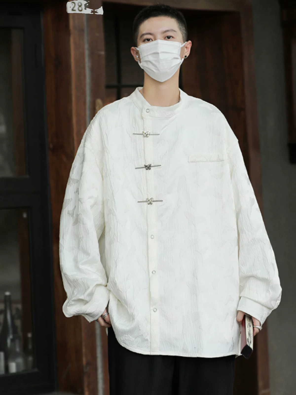 Áo sơ mi nam dài tay phong cách Trung Quốc 2023 mới mùa xuân thu hợp thời trang Áo khoác kiểu Trung Quốc mới áo sơ mi dệt hoa có nút rộng rãi