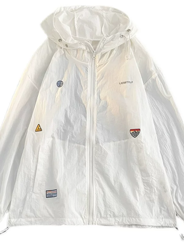 Quần áo chống nắng vải lụa mát lạnh kiểu Mỹ dành cho nam và nữ, quần áo chống nắng mỏng hợp thời trang mùa hè, áo khoác chống tia UV đa năng cho cặp đôi