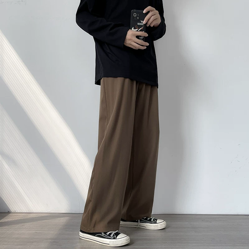 Quần tây nam dáng suông cho mùa thu đông, quần dài ống đứng phong cách Hàn Quốc, quần ống đứng thời thượng, phong cách retro, cá tính, ôm dáng.