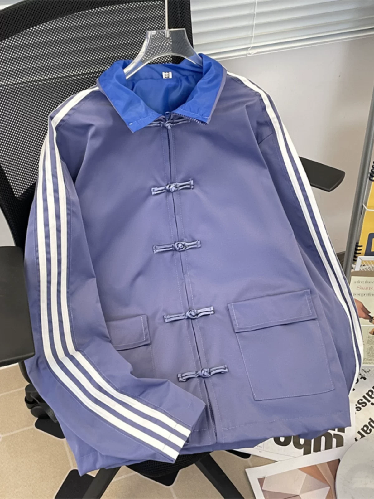 Áo khoác cài cúc kiểu Trung Quốc mới dành cho nam, mùa xuân thu, thiết kế theo phong cách dân tộc, áo khoác kiểu Đường rộng rãi, hợp thời trang, dành cho cặp đôi.