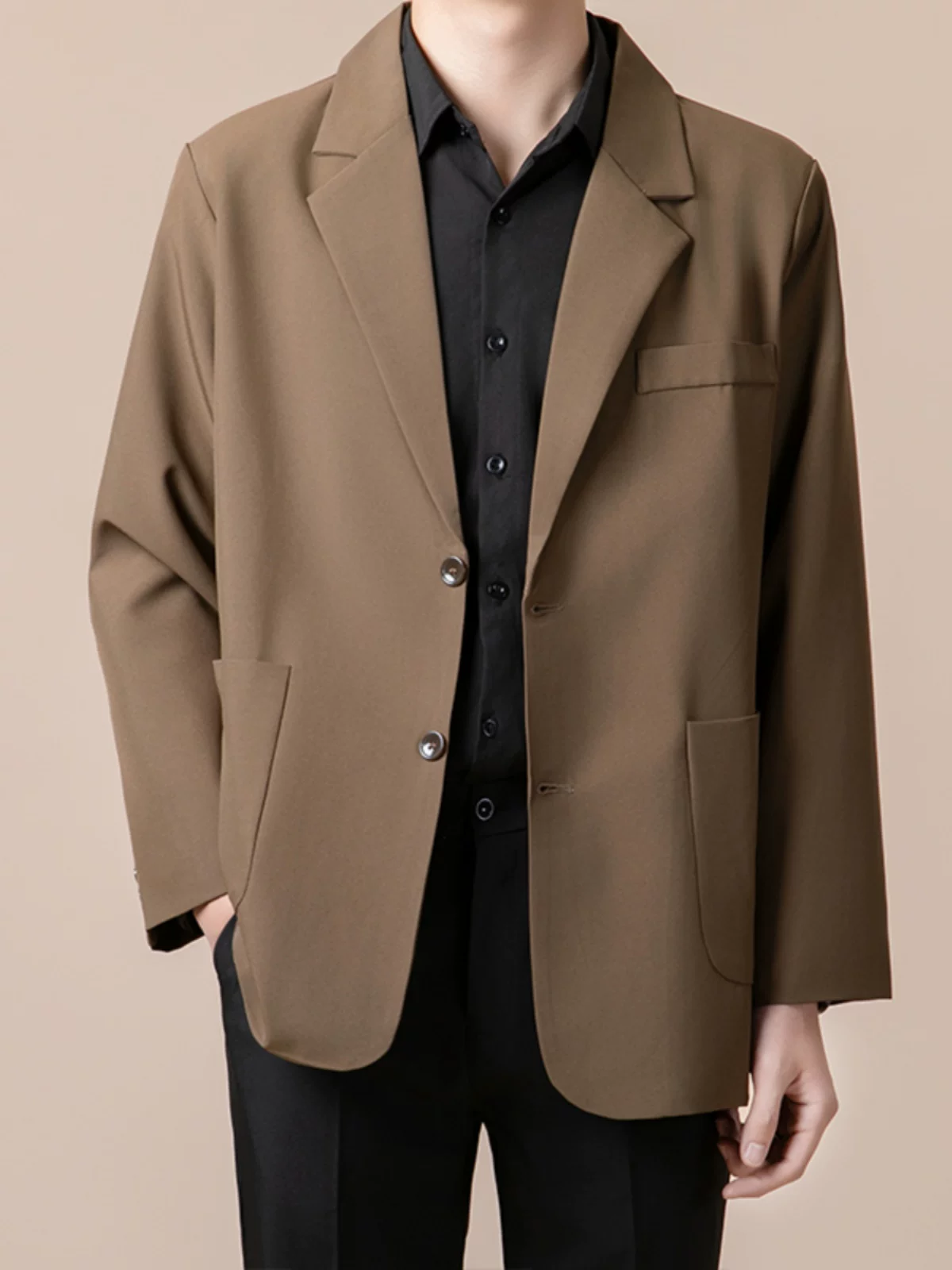 Áo khoác blazer nam cao cấp phong cách Hồng Kông cổ điển, kiểu dáng mới mùa xuân thu, áo khoác vest dáng rộng thoải mái.