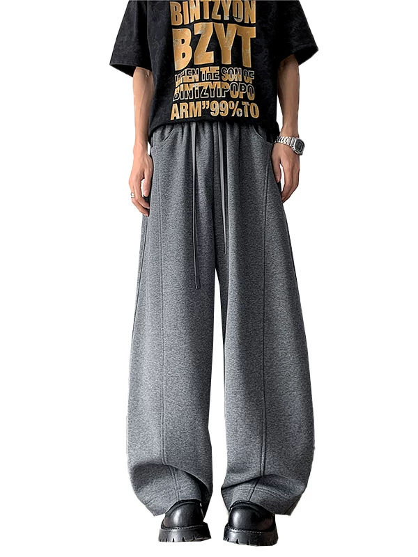Quần thể thao ống rộng vạt cong dành cho nam, quần đôi phong cách hip-hop Mỹ mùa xuân thu, quần dài dáng rộng thoải mái, hợp thời trang, chất liệu mềm mại.