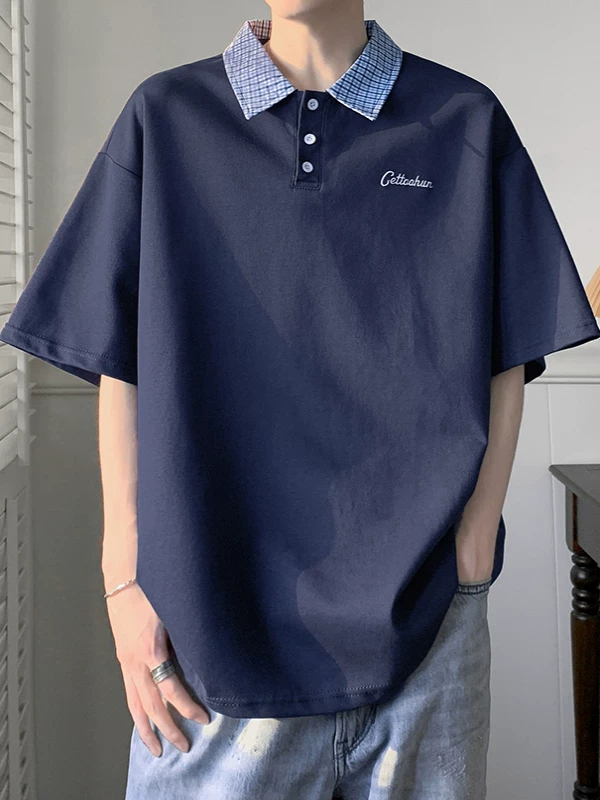 Áo polo nam tay ngắn kiểu Mỹ, áo thun nửa tay phối màu mùa hè, áo đôi cao cấp thời thượng
