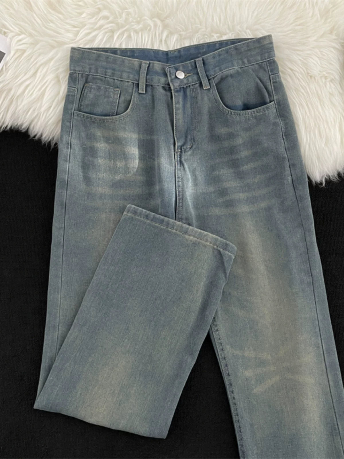 Quần jean nam kiểu dáng rách, phong cách retro Mỹ, quần casual mùa hè, kiểu dáng mỏng, thương hiệu thời thượng, dáng rộng, hơi loe.