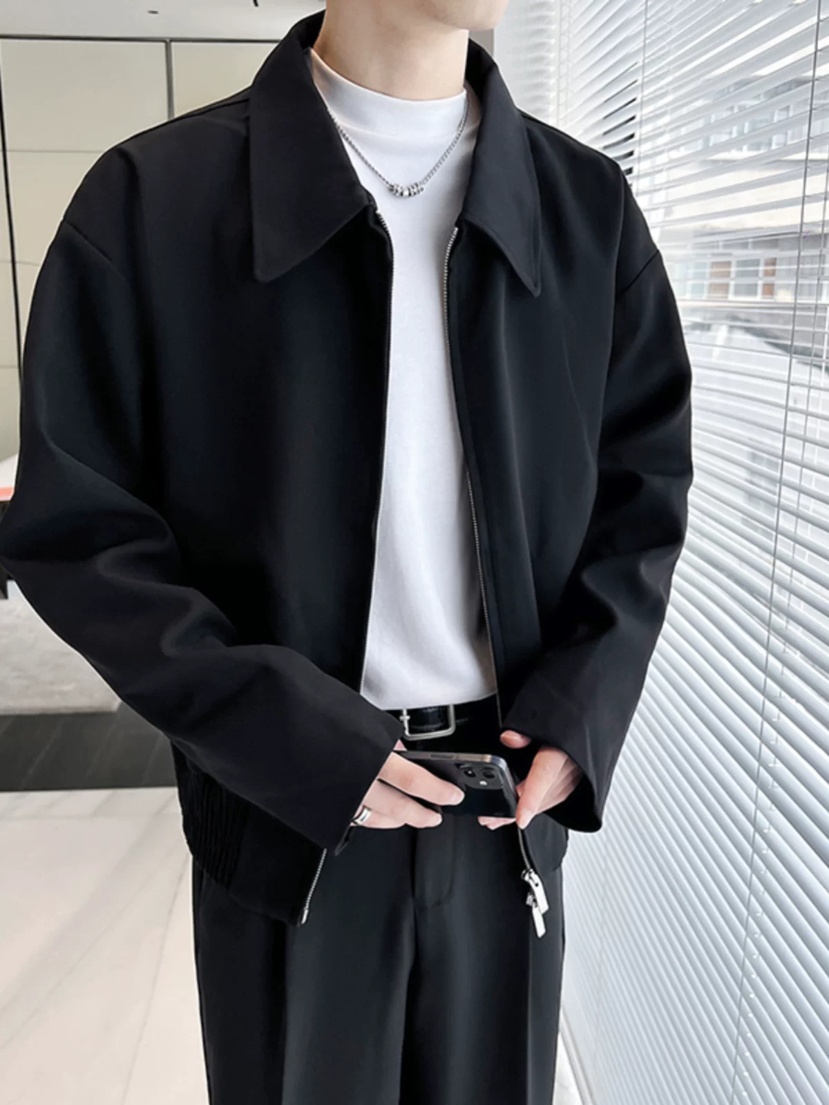 Áo khoác nam thời trang xuân thu, kiểu dáng gọn gàng, cao cấp, phong cách Mỹ, áo khoác ngắn kiểu dáng rộng rãi, lịch lãm.