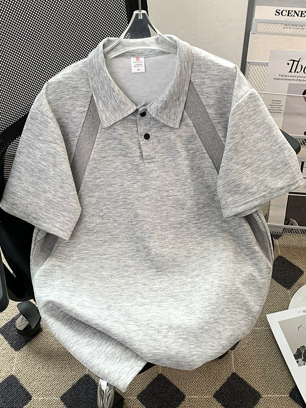Áo polo kiểu Mỹ dành cho nam, áo thun ngắn tay kiểu Nhật Bản cá tính và thời trang, áo thun trơn màu hợp thời trang mùa hè, kiểu dáng cơ bản.