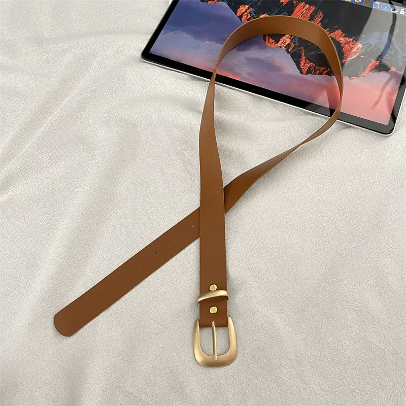 Thắt lưng da nhỏ phong cách retro Mỹ dành cho nam và nữ, thắt lưng trang trí thời trang, thắt lưng khóa cài đa năng đơn giản phong cách Nhật Bản dành cho sinh viên.