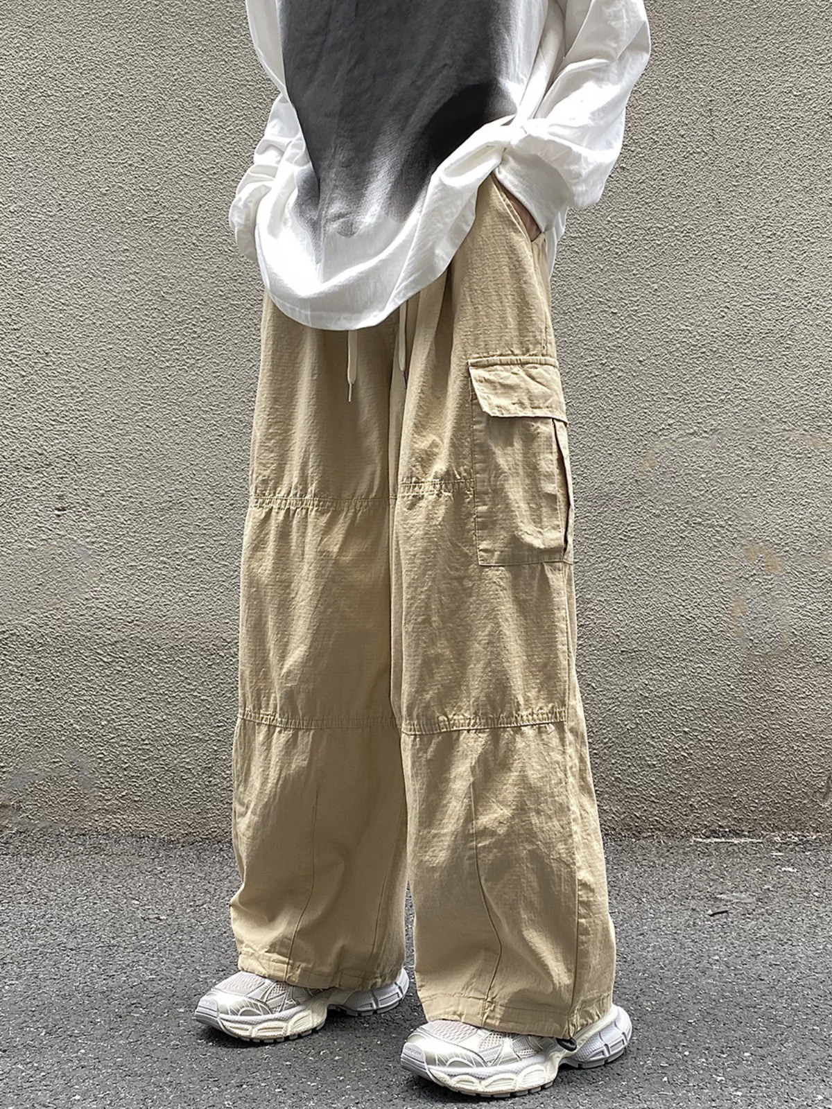 Quần công sở kiểu Nhật dành cho nam, quần ống rộng thoải mái hợp thời trang mùa hè, quần chức năng phong cách đường phố Mỹ.