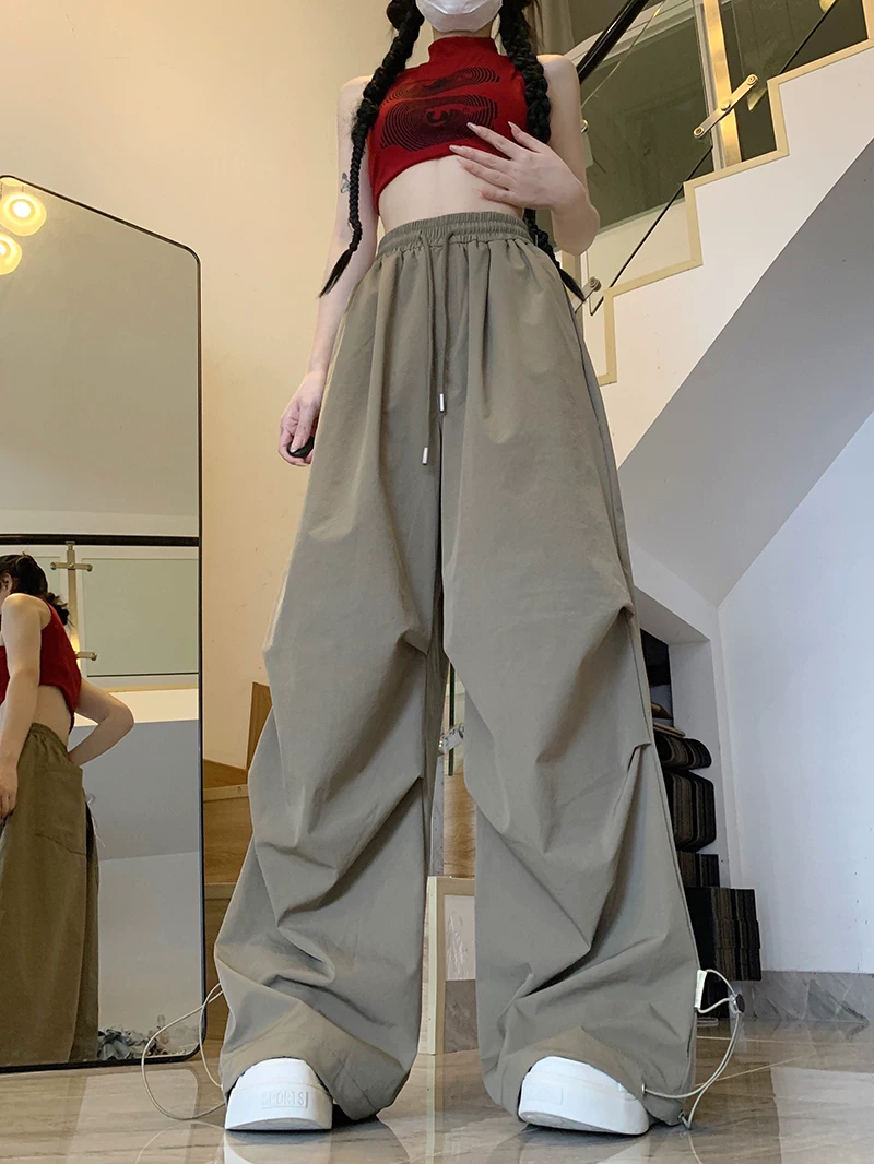 Quần cargo lính dù nhanh khô kiểu dáng thể thao dành cho nam và nữ, thiết kế thời thượng, quần dài thể thao phong cách Mỹ rộng rãi mùa hè.