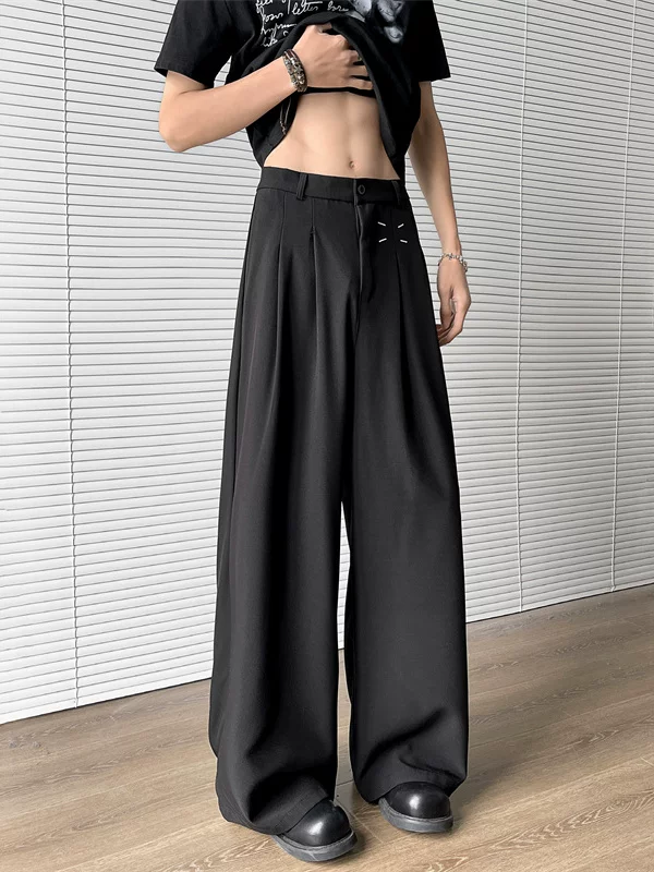 Quần âu xếp ly kiểu Mỹ dành cho nam, quần cleanfit thời trang xuân thu, quần âu ống rộng thoải mái.