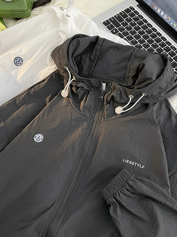 Quần áo chống nắng vải lụa mát lạnh kiểu Mỹ dành cho nam và nữ, quần áo chống nắng mỏng hợp thời trang mùa hè, áo khoác chống tia UV đa năng cho cặp đôi