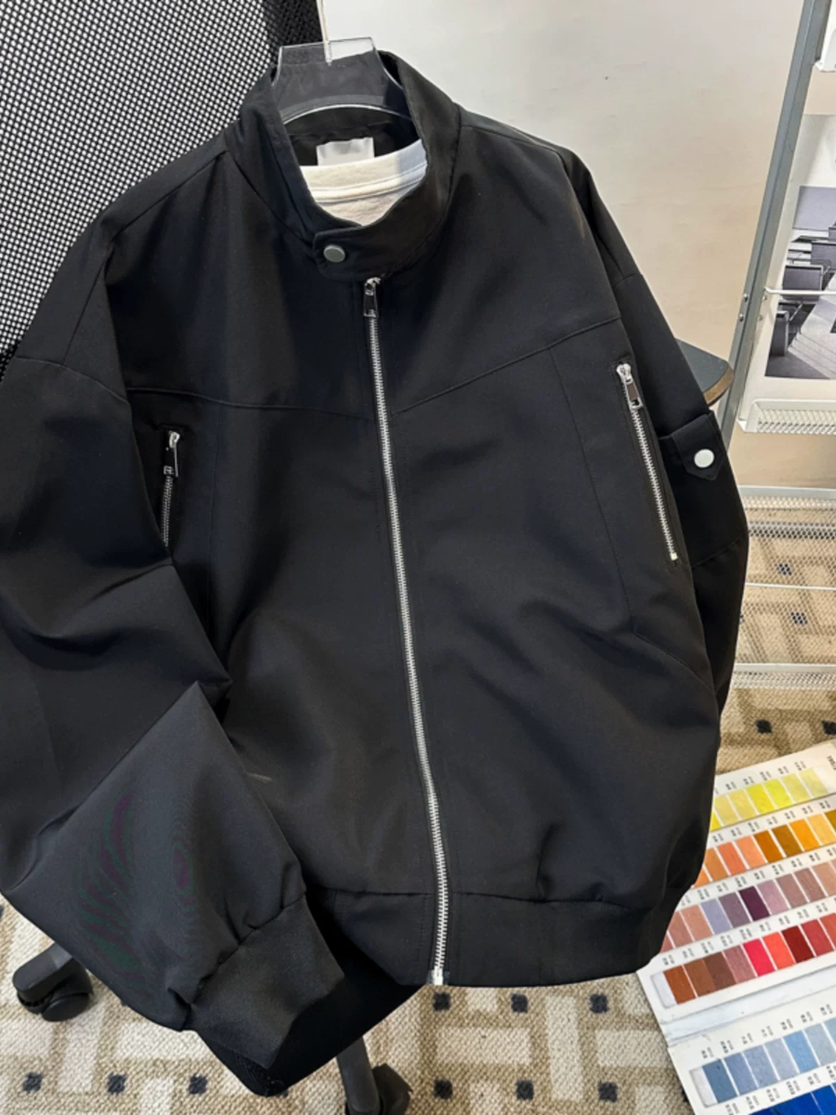 Áo khoác phi công dành cho nam, dáng rộng, cổ đứng, kiểu áo khoác bóng chày, phong cách xuân thu, thương hiệu thời trang retro Mỹ, áo khoác ngoài cho cặp đôi.