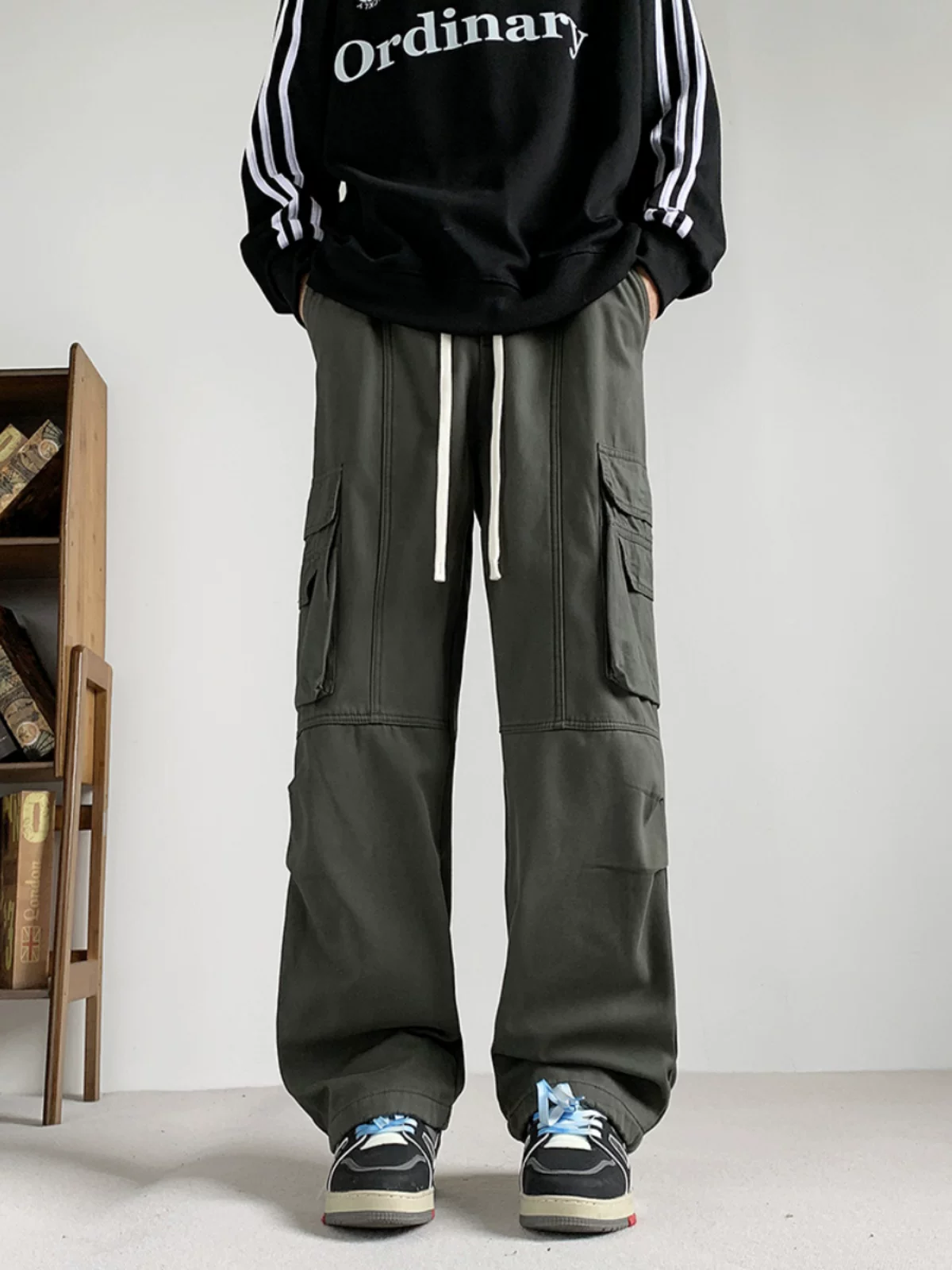 Quần công sở kiểu Nhật dành cho nam, quần dài đa năng phong cách thành thị hợp thời trang thu đông, quần dài ống rộng thoải mái.