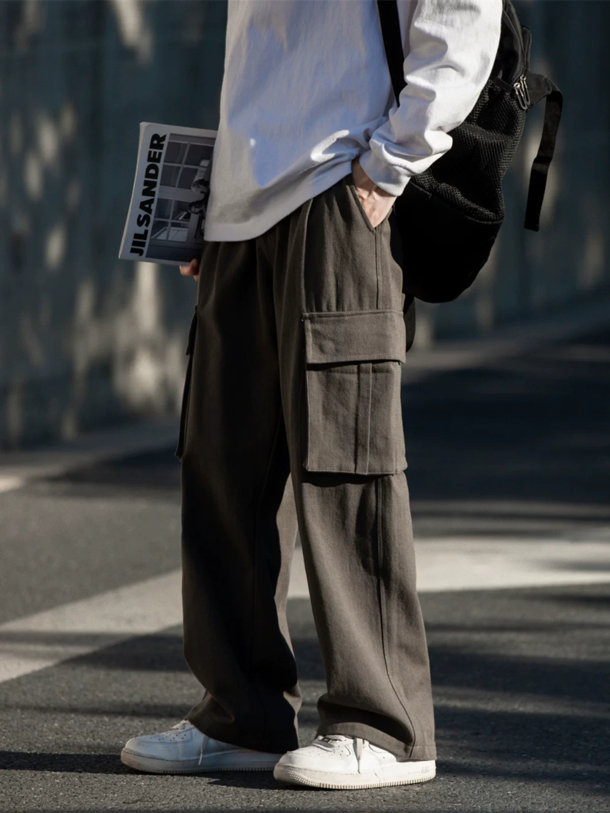 Quần công sở phong cách retro của Mỹ dành cho nam giới, quần dài công sở hợp thời trang mang phong cách mùa hè, quần dài ống rộng thoải mái đa năng dành cho học sinh.