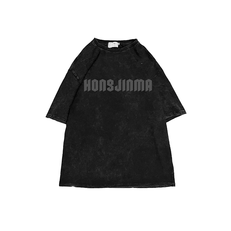 Áo thun tay ngắn vintage chất liệu dày dặn, áo in họa tiết tie-dye phong cách đường phố, áo thun tay lửng rộng rãi thời trang mùa hè dành cho nam.
