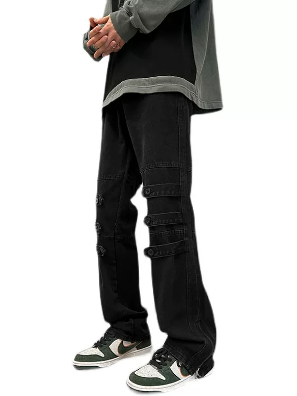 Quần kiểu dáng thiết kế thời trang mùa hè phong cách Mỹ, quần jean công sở nam, thương hiệu thời thượng, khóa kéo, xẻ tà, ống thẳng, dáng loe, dài.