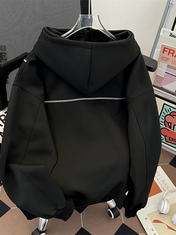 Áo khoác cardigan nam may viền nổi bật, kiểu dáng rộng rãi, thiết kế thời trang, áo khoác cặp đôi phong cách Mỹ mới mẻ mùa xuân thu.