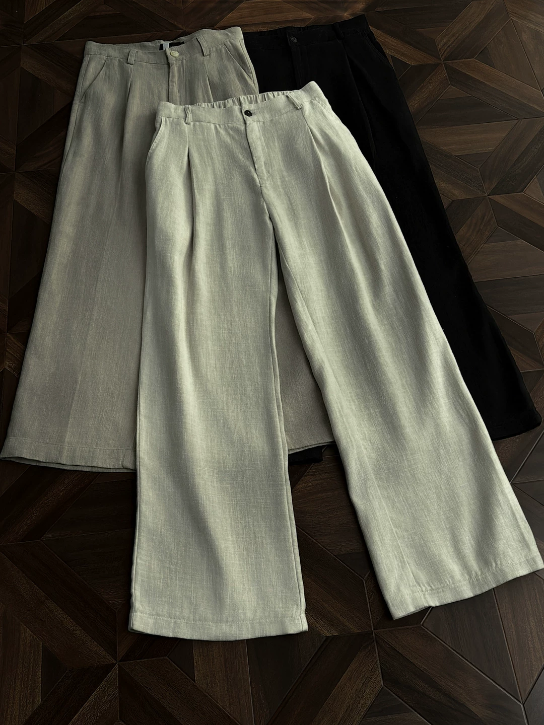 Quần tây linen ống rộng cho nam, phong cách thời thượng, ống suông rộng, quần casual bán co giãn, cảm giác cao cấp, quần dài chạm đất.