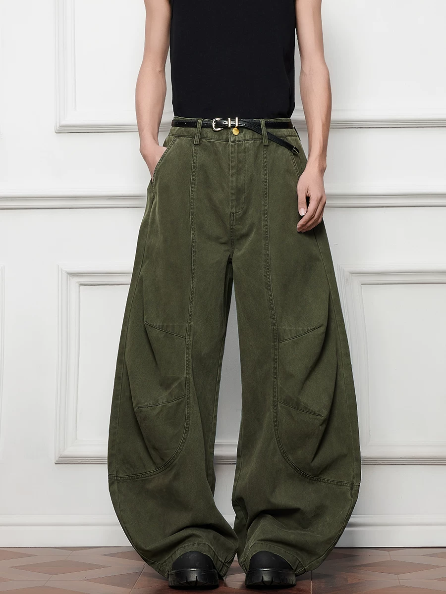 Quần jean ống rộng dáng rộng hợp thời trang mùa hè dành cho nam, quần dài phong cách đường phố Mỹ.