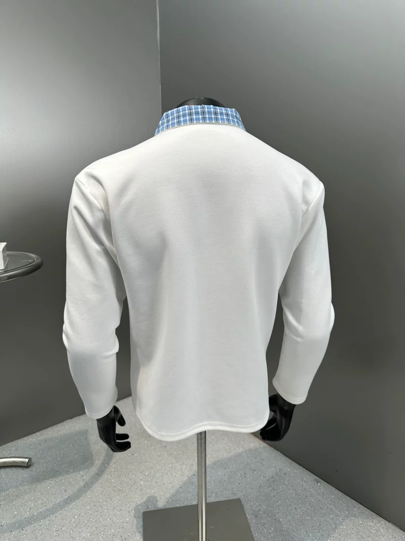 Áo sơ mi Polo dài tay kẻ sọc chắp vá dành cho nam, áo dáng rộng hợp thời trang mùa xuân thu, áo nỉ thường ngày phong cách Mỹ.