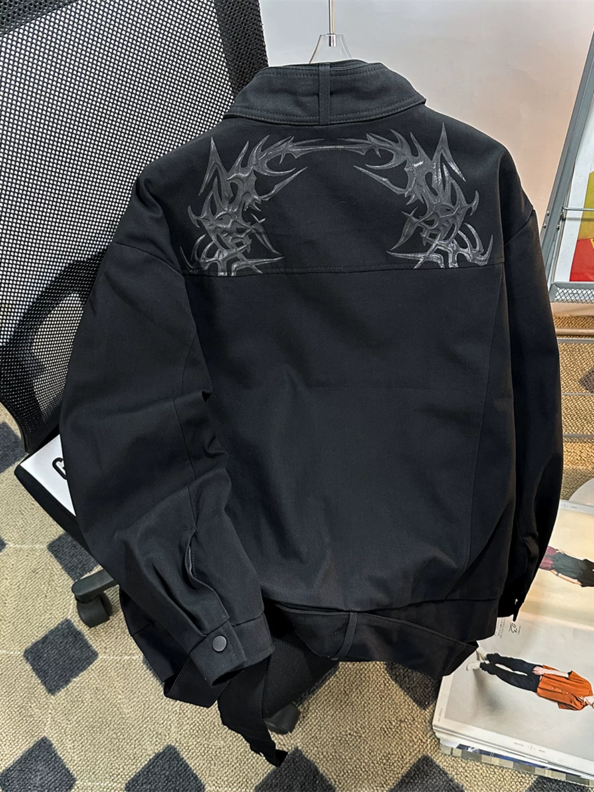 Áo khoác bomber thêu kiểu Mỹ dành cho nam, áo khoác ngoài thương hiệu thời trang xuân thu, kiểu dáng rộng rãi, cổ đứng, phong cách công sở.