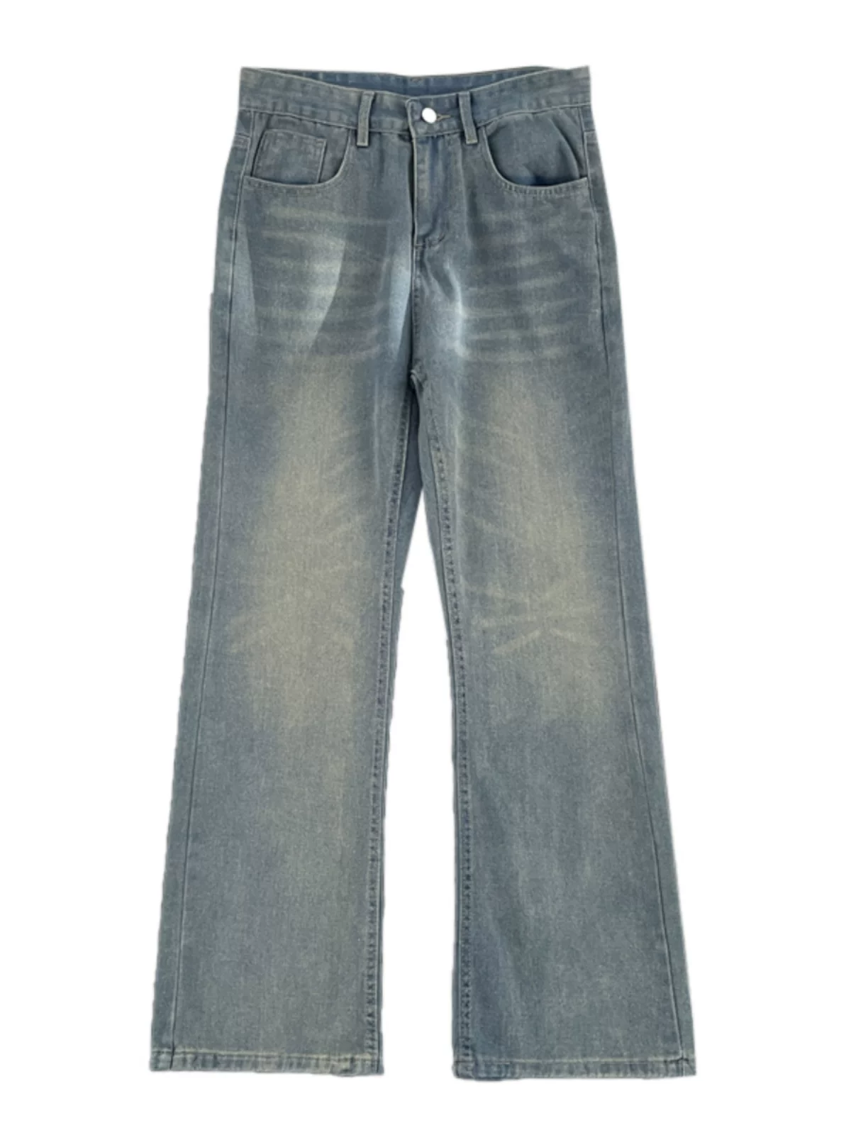 Quần jean nam kiểu dáng rách, phong cách retro Mỹ, quần casual mùa hè, kiểu dáng mỏng, thương hiệu thời thượng, dáng rộng, hơi loe.