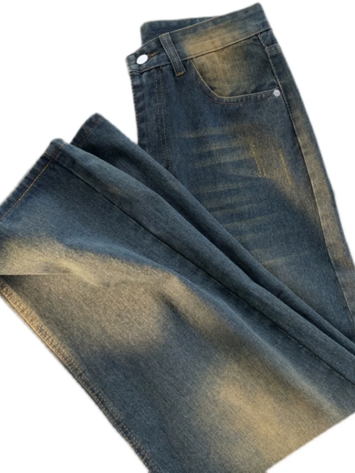 Quần jean phong cách ins thời thượng mùa xuân thu, kiểu Mỹ cổ điển, ống thẳng, đa năng, dáng rộng, dành cho nam