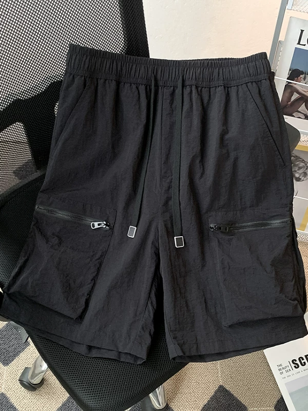 Quần short cargo kiểu Mỹ có túi lớn, quần short năm phần ống rộng dáng suông mùa hè, quần dài vừa thể thao nhanh khô, phong cách thường ngày dành cho nam.