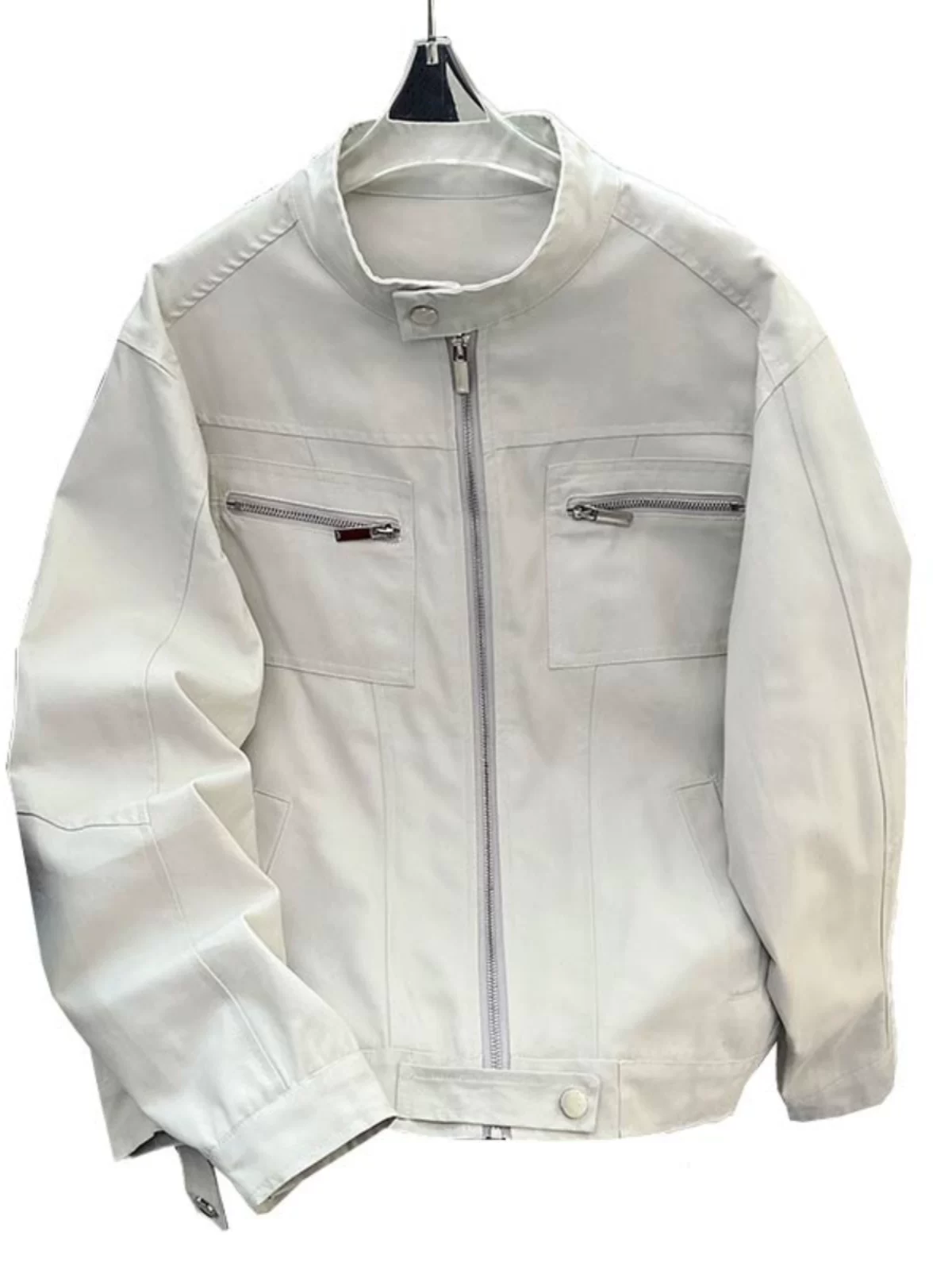 Áo khoác công sở cleanfit mùa xuân thu dành cho nam, áo khoác Harrington kiểu Mỹ cổ điển, áo cổ đứng dáng rộng, thương hiệu thời thượng.