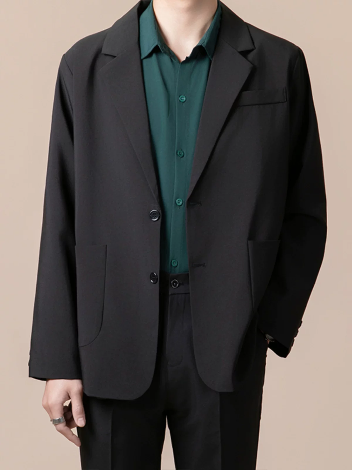 Áo khoác blazer nam cao cấp phong cách Hồng Kông cổ điển, kiểu dáng mới mùa xuân thu, áo khoác vest dáng rộng thoải mái.