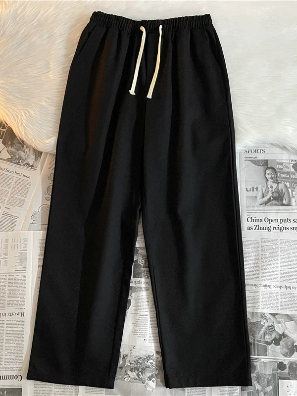 Quần dài ống rộng kiểu Nhật đơn giản dành cho nam giới, quần công sở đơn giản, hợp thời trang, quần ống rộng thông thường, mỏng, đa năng, mùa hè