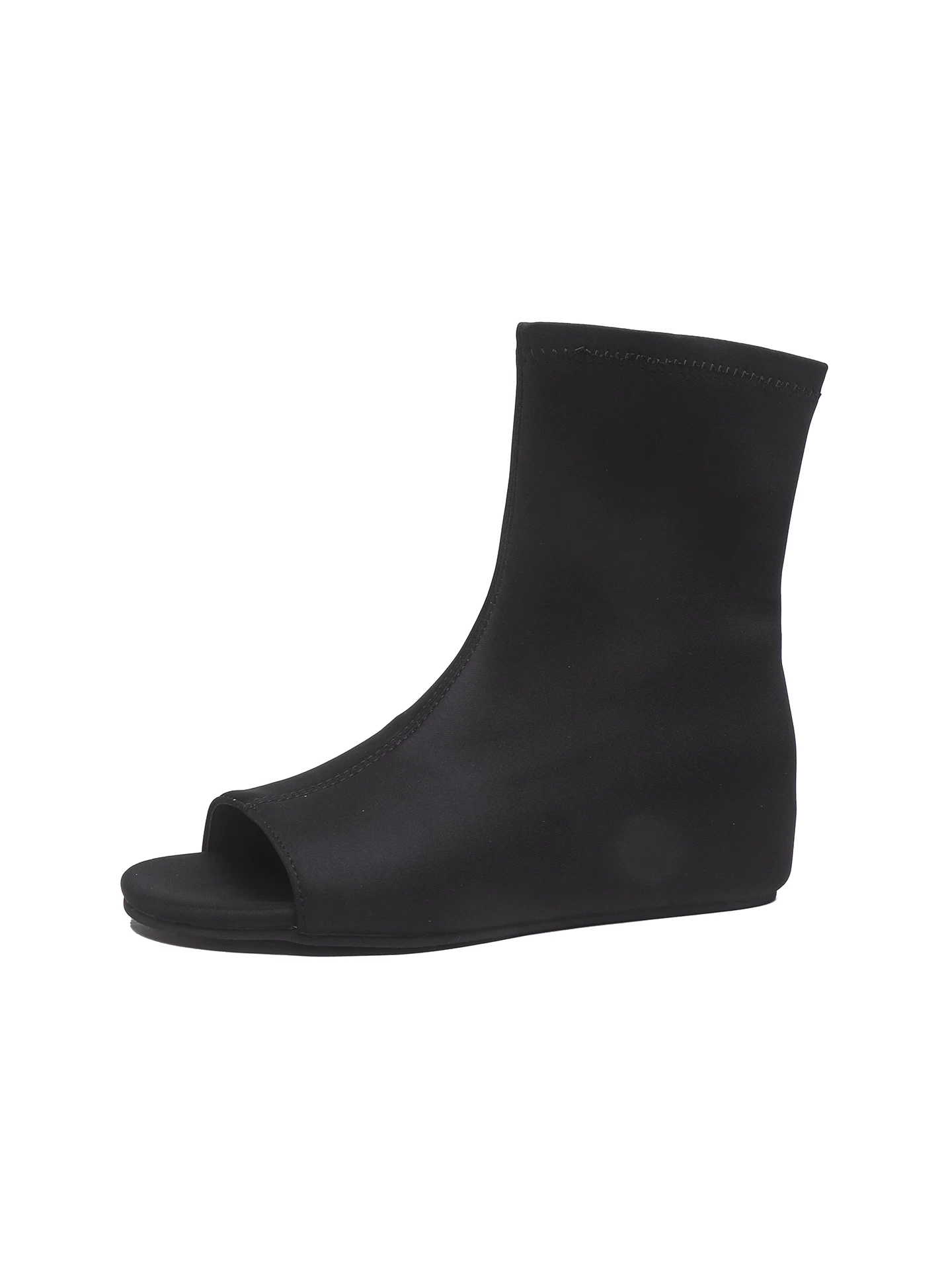 Giày sandal hở mũi tăng chiều cao bên trong dành cho nữ, bốt ngắn ôm sát co giãn, kiểu dáng mới mùa hè 2026, sandal cao cổ màu đen giúp thon gọn vóc dáng.
