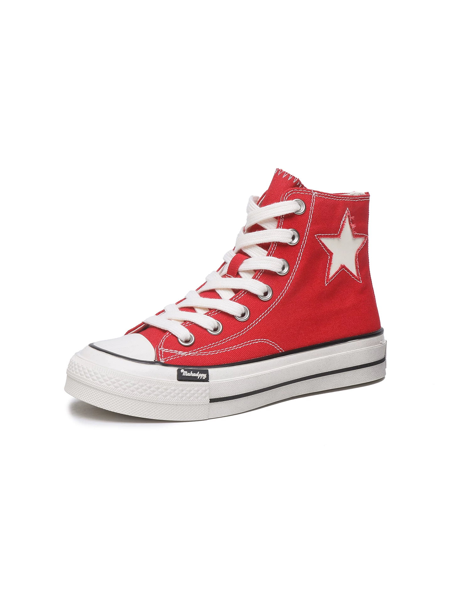 Giày vải cao cổ màu đỏ dành cho nữ, màu sắc phong cách vintage, giày sneaker kiểu Hàn Quốc, giày casual đa năng mới mùa hè 2026.
