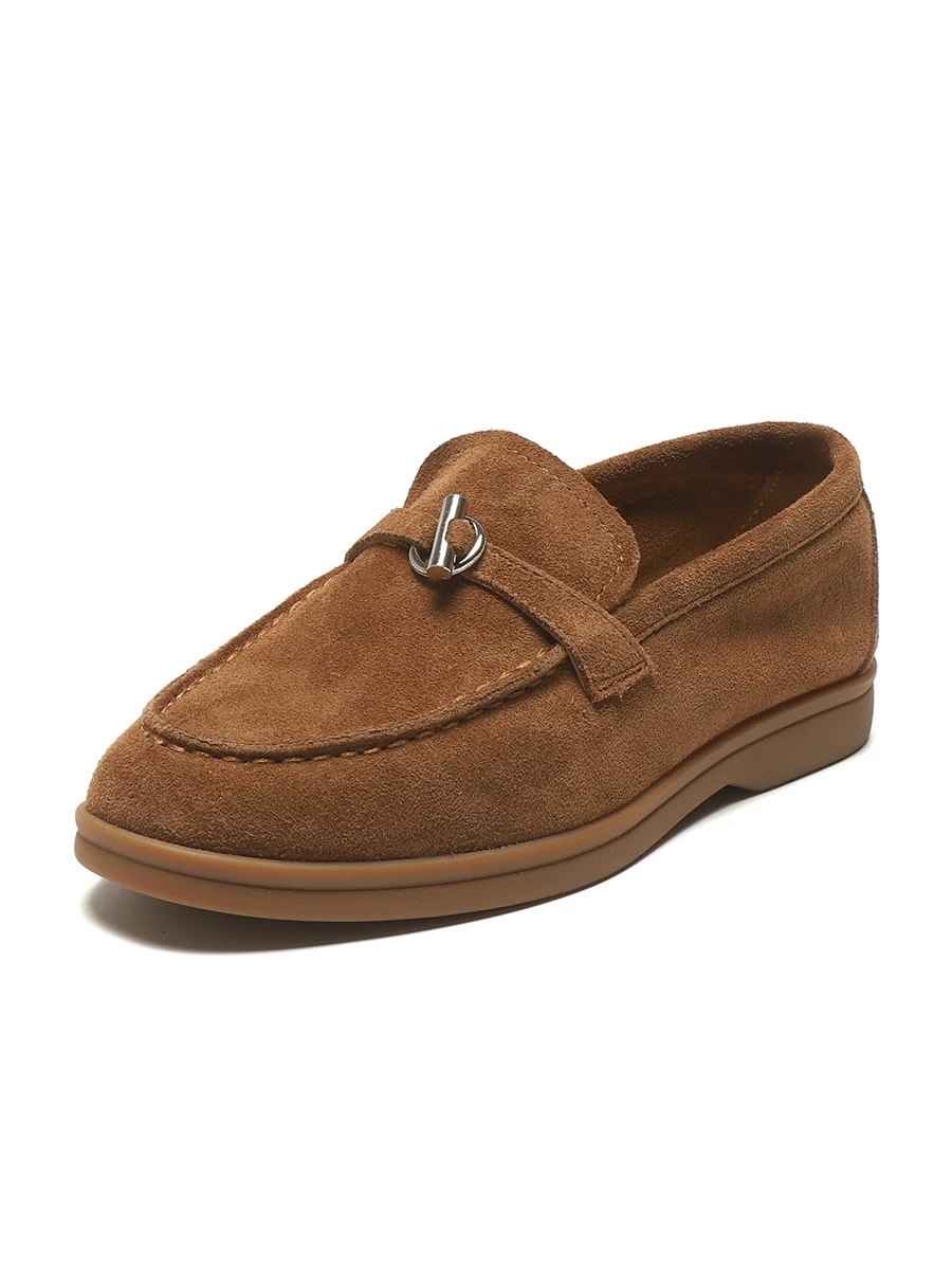 Giày lười nữ phong cách Old Money, giày da kiểu Anh cổ điển, giày bệt da thật mới mùa thu 2025.