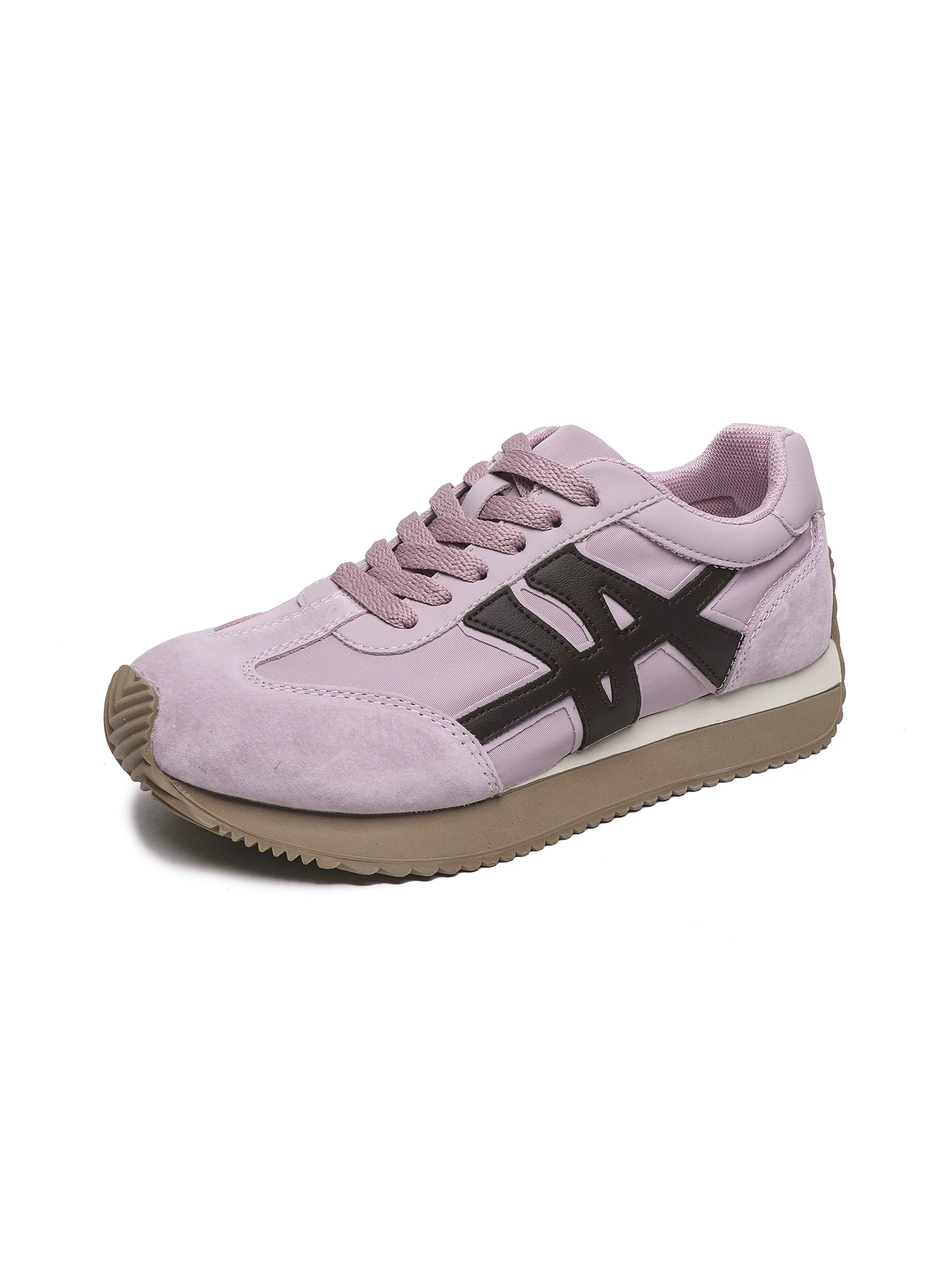 Giày thể thao Đức thời trang màu tím dành cho nữ, giày sneaker đế dày tăng chiều cao, kiểu mới xuân 2026, giày bố thể thao năng động, giúp thon gọn vóc dáng.