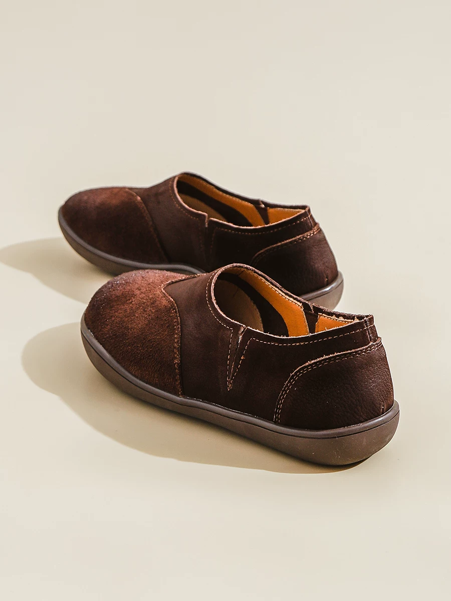 Giày bà ngoại da thật mềm mại, đế mềm, kiểu retro dành cho nữ, giày lười dễ mang, giày bệt thời trang mới mùa thu 2025.