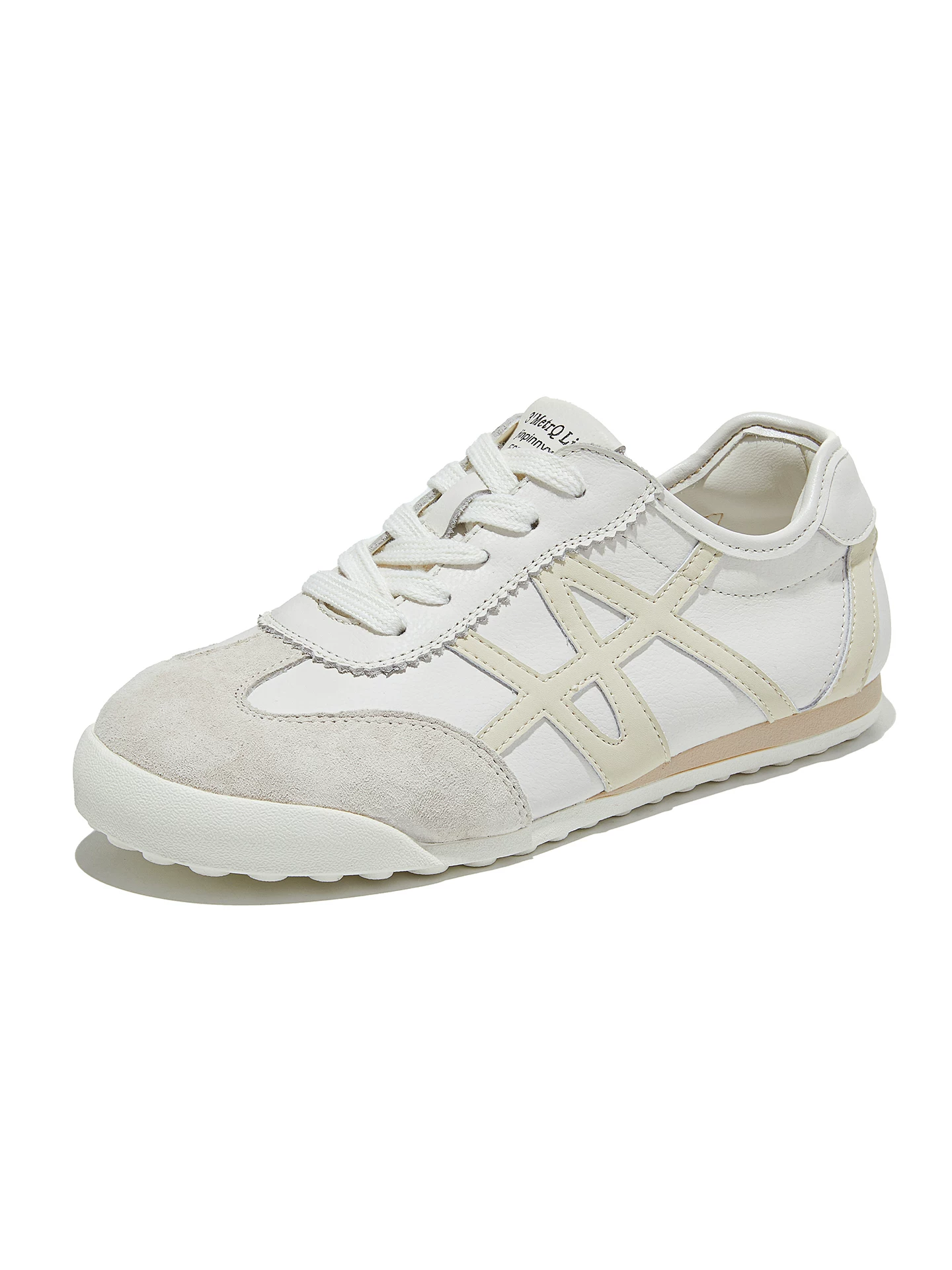 Giày thể thao nữ đế mỏng da thật kiểu Đức, mẫu mới xuân 2026, giày sneaker trắng phổ biến, đa năng, đế bằng, phong cách thường ngày