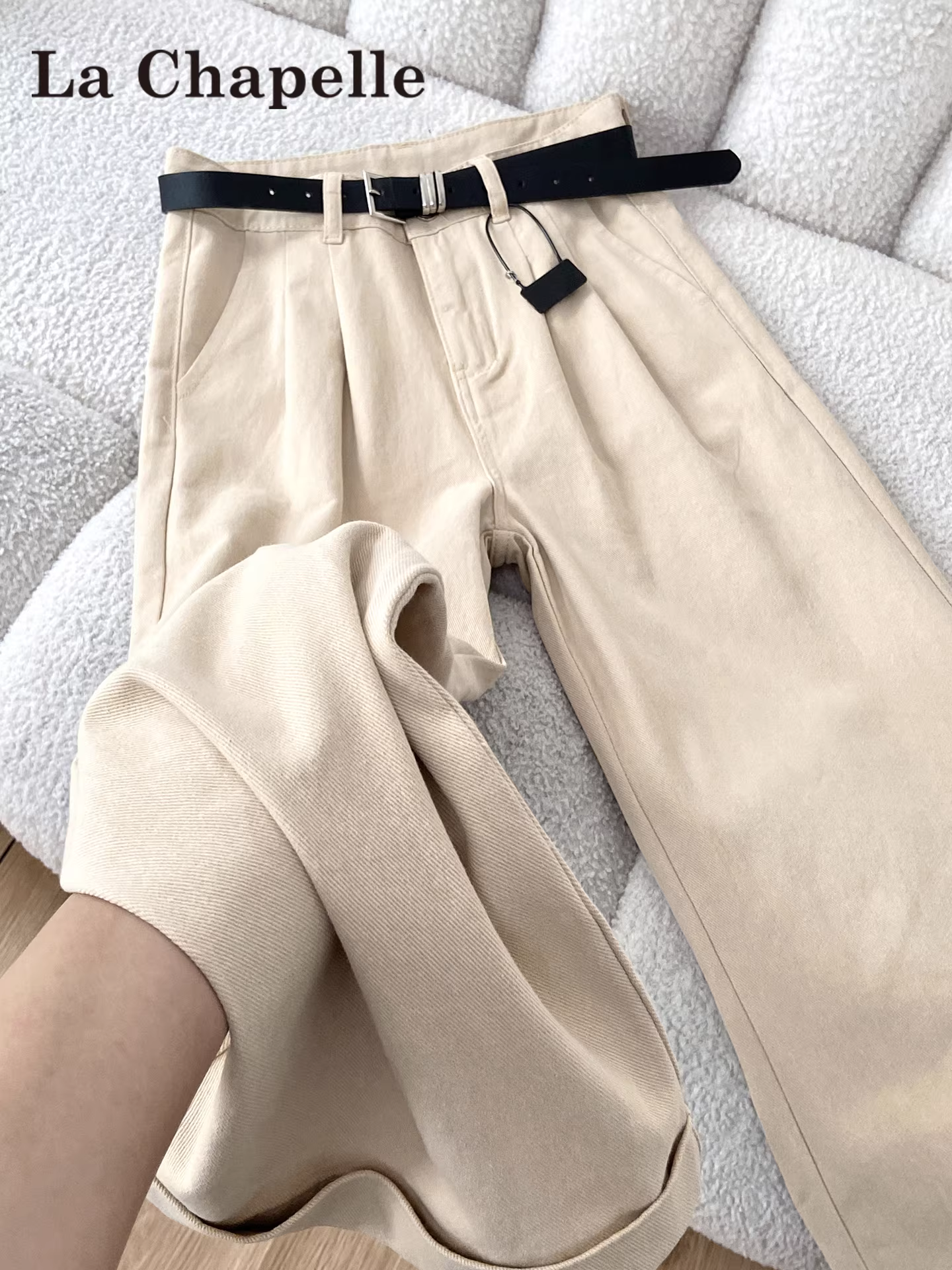 Quần jeans ống rộng kiểu Mỹ La Chapelle dành cho nữ, mẫu mới thu đông 2025, cạp cao, dài chạm sàn, dáng thẳng.