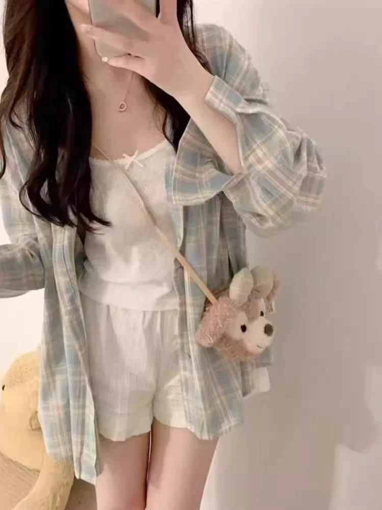 Áo sơ mi dài tay kẻ sọc chống nắng La Chapelle dành cho nữ, áo khoác cardigan thiết kế dáng rộng mới mùa xuân thu 2025