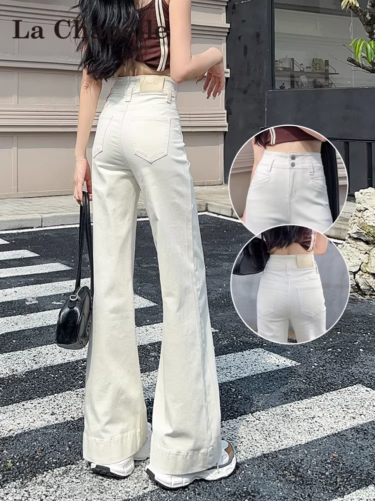 Quần jeans nữ La Chapelle dáng ôm, lót lông, ống loe, kiểu mới thu đông 2025, cạp cao, không bó sát