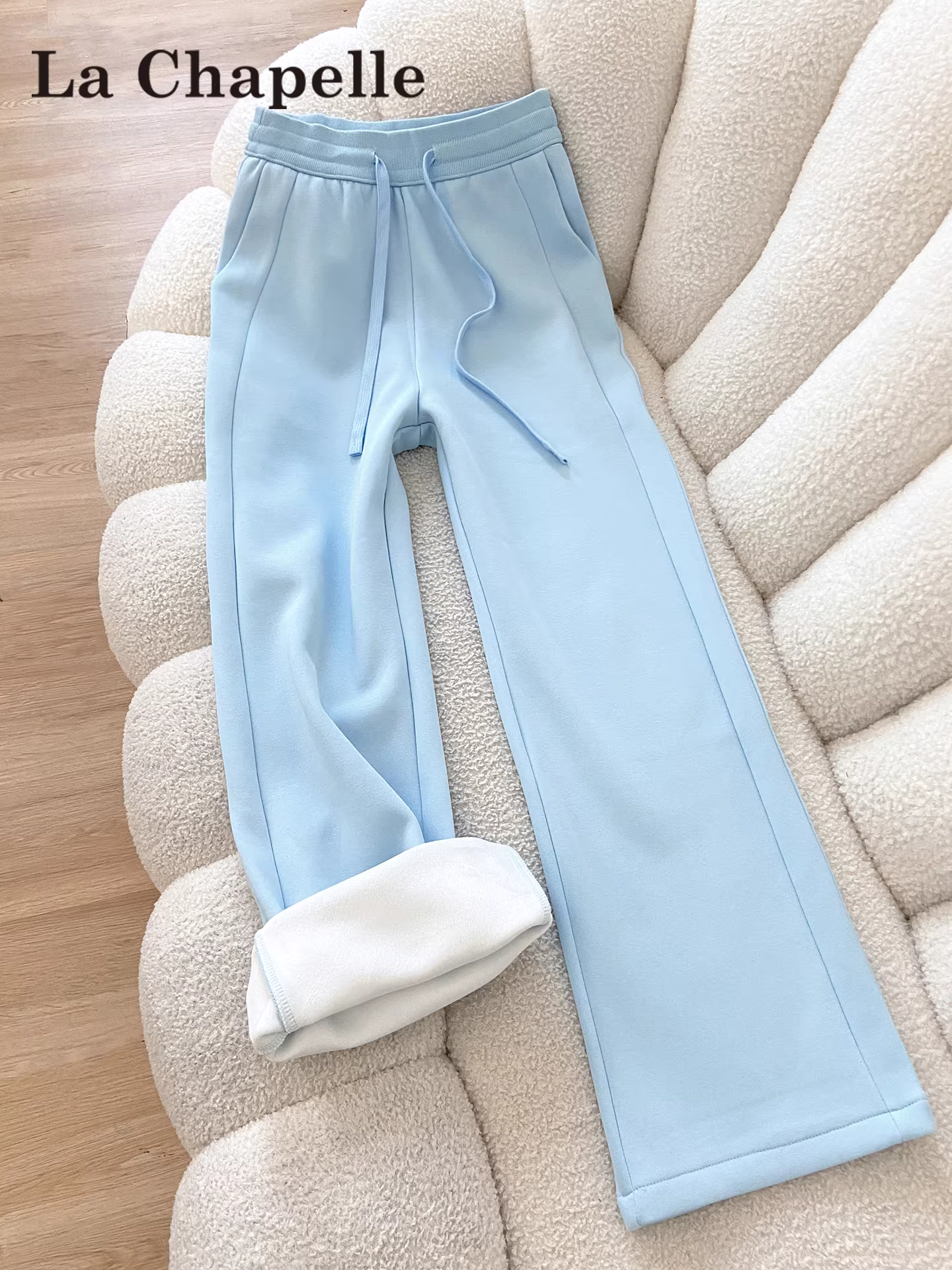 Quần âu nữ La Chapelle chất liệu lông cừu dày dặn, ống rộng, kiểu dáng xuông, cạp cao, size nhỏ, mùa thu đông 2025