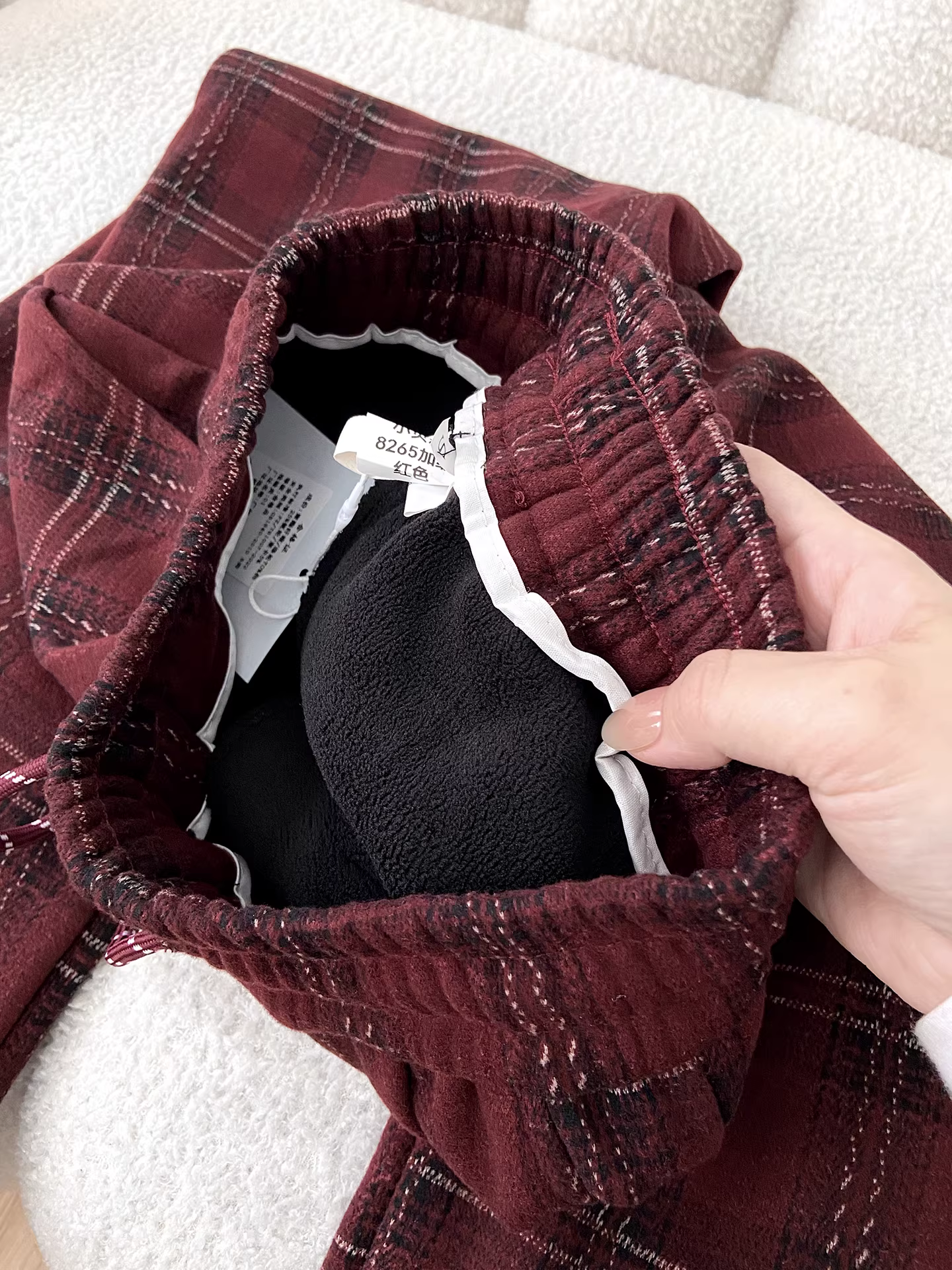 Quần ống rộng kẻ ca rô len La Chapelle dành cho nữ, mẫu mới thu đông 2025, cạp cao, phong cách lười biếng, dáng thẳng