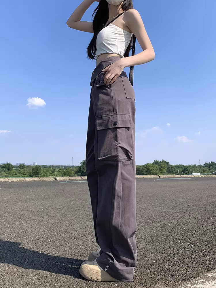 Quần jean công sở lưng cao kiểu Mỹ La Chapelle dành cho nữ, quần ống rộng dáng suông mới thu đông 2025