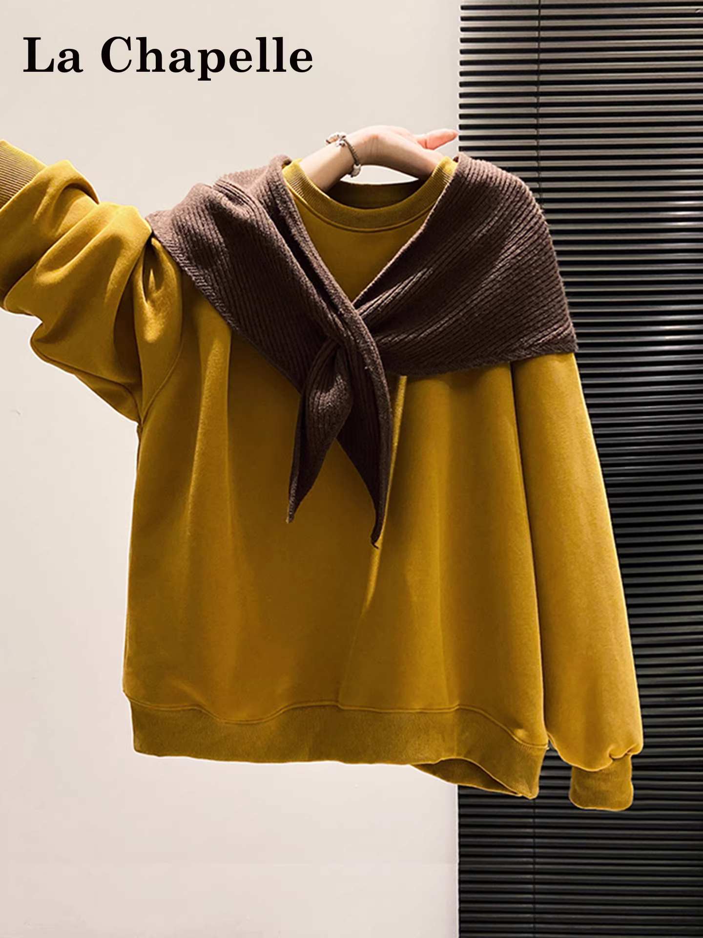 Áo khoác len cổ tròn kiểu Hàn Quốc La Chapelle dành cho nữ 2025 mới mùa thu đông ấm áp áo khoác dài tay dáng rộng