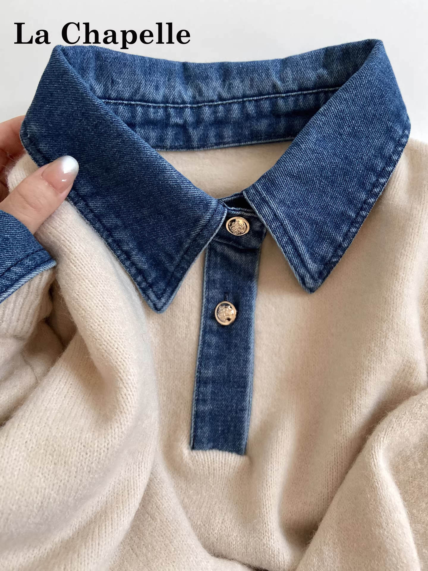 Áo len dệt kim dài tay kiểu Hàn Quốc La Chapelle dành cho nữ, áo lót trong rộng rãi mùa đông mới năm 2025.