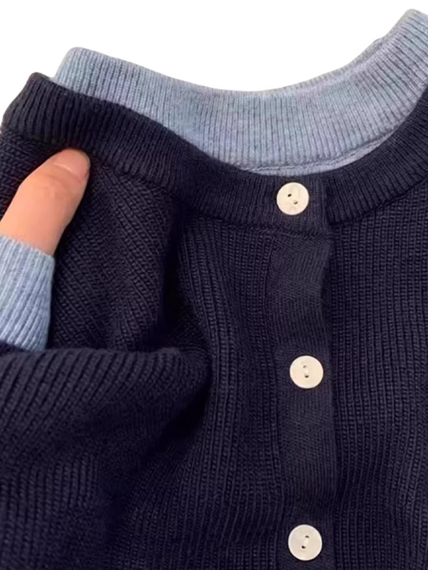 Áo len dệt kim giả hai mảnh màu đỏ La Chapelle dành cho nữ 2025 áo len dài tay thanh lịch mới mùa thu đông