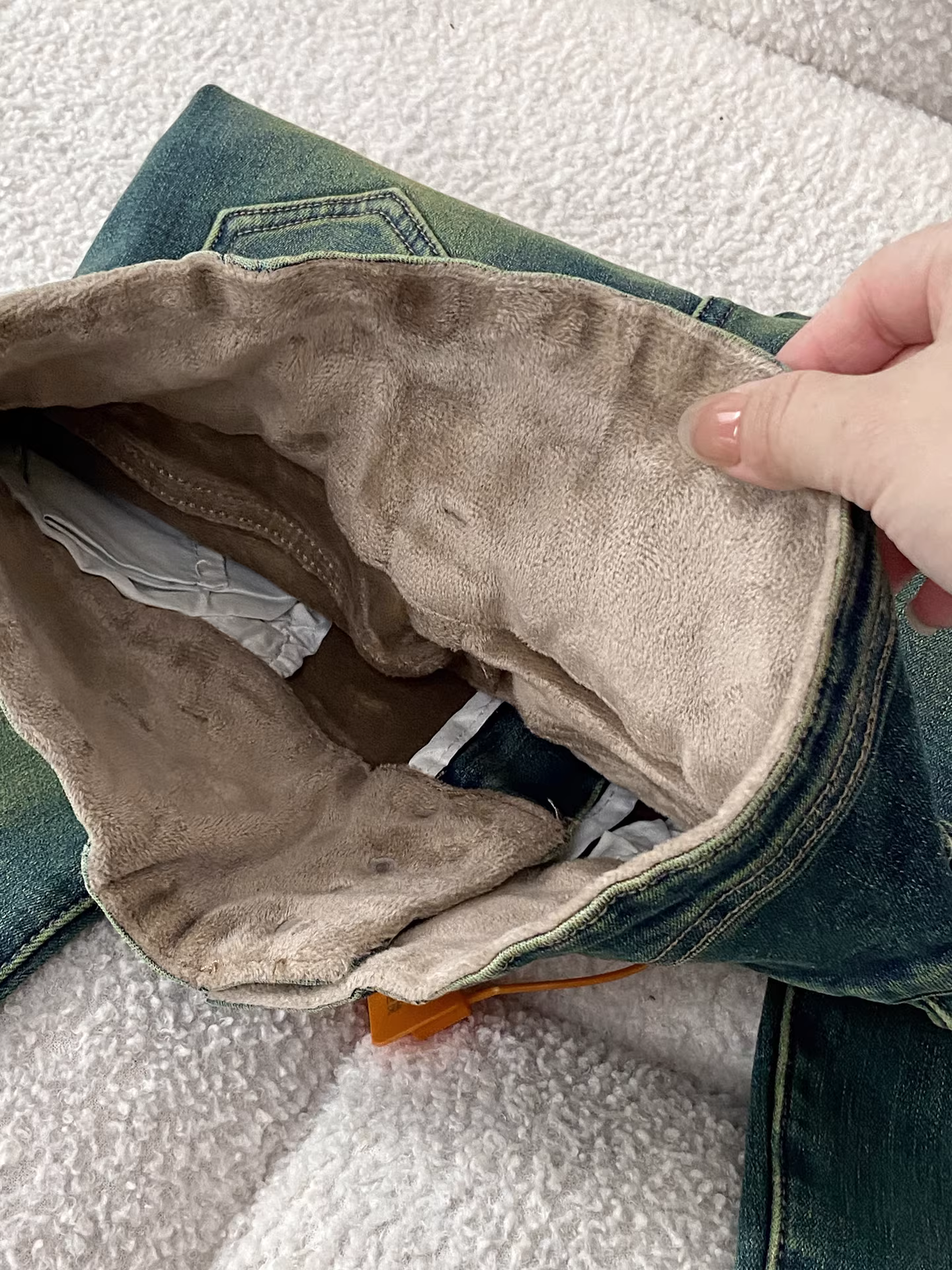 Quần jean nữ La Chapelle kiểu dáng ôm sát, lót lông dày dặn, chất liệu co giãn, kiểu dáng bút chì, mùa thu đông 2025, size nhỏ nhắn