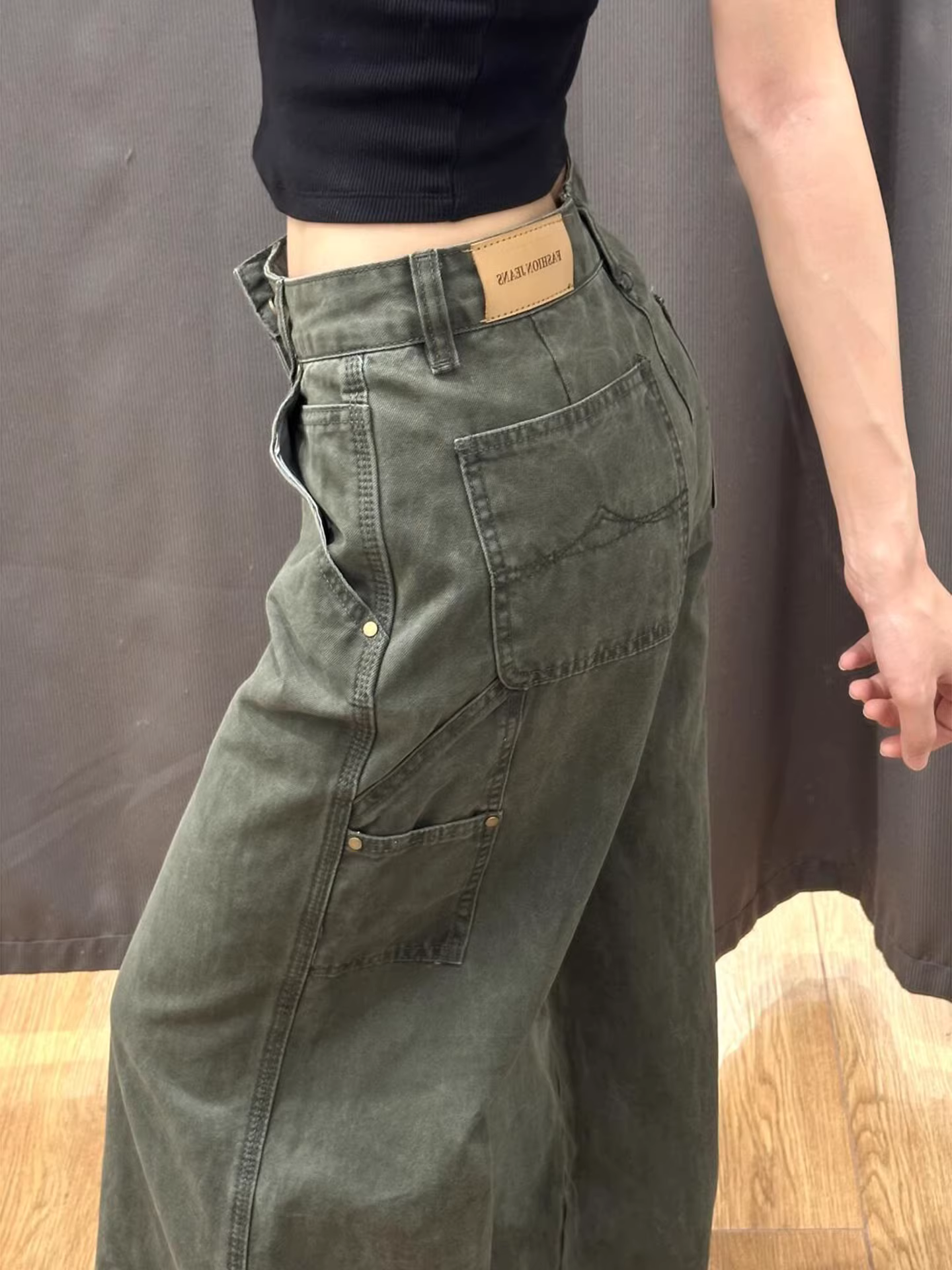 Quần jeans kiểu Mỹ rộng thùng thình, dáng suông, dành cho nữ, La Chapelle, mẫu mới thu đông 2025, cạp cao, dáng thẳng.