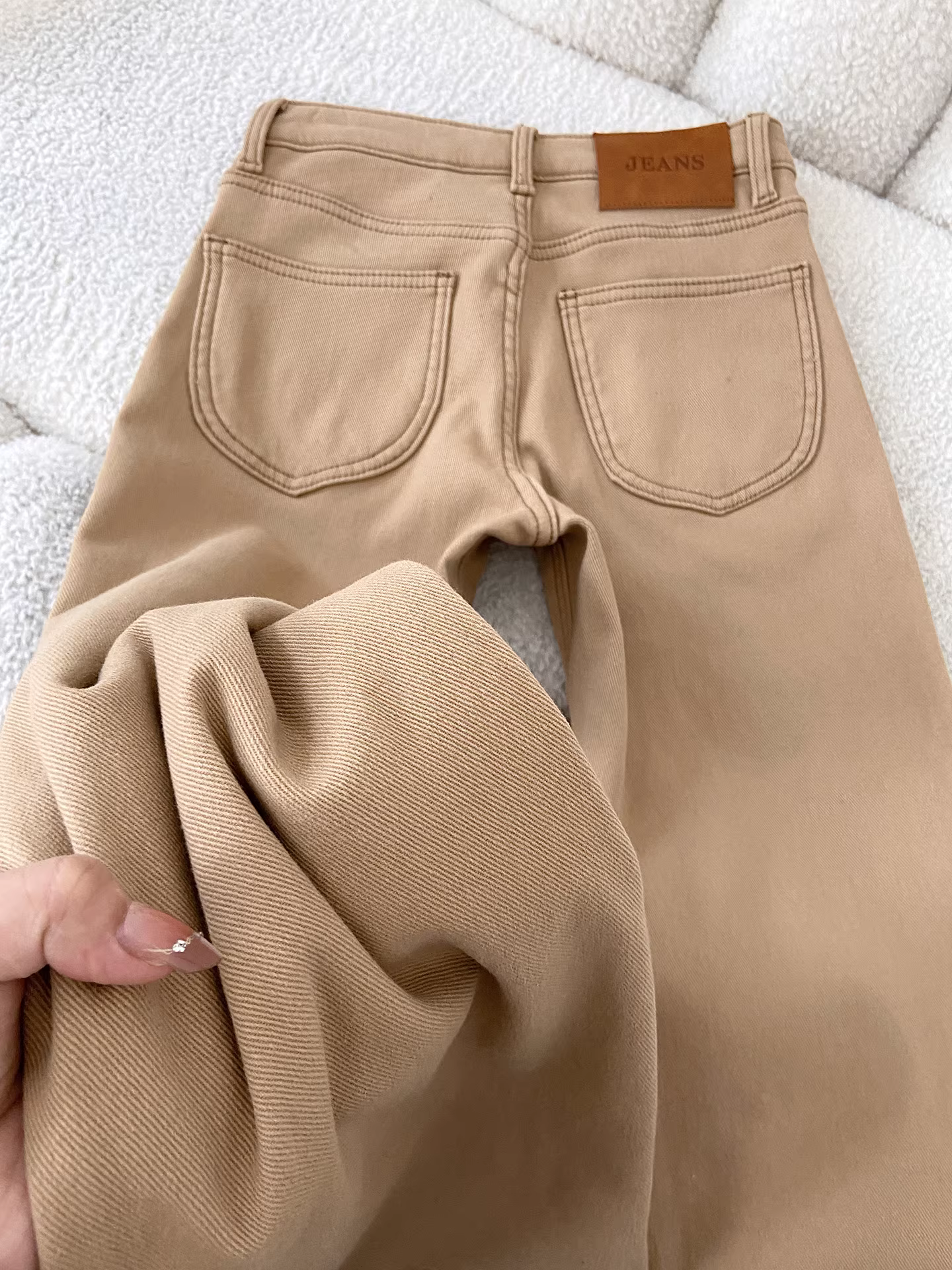 Quần jeans ống loe dày dặn lót lông cừu La Chapelle dành cho nữ, mẫu mới thu đông 2025, cạp cao, dáng xòe